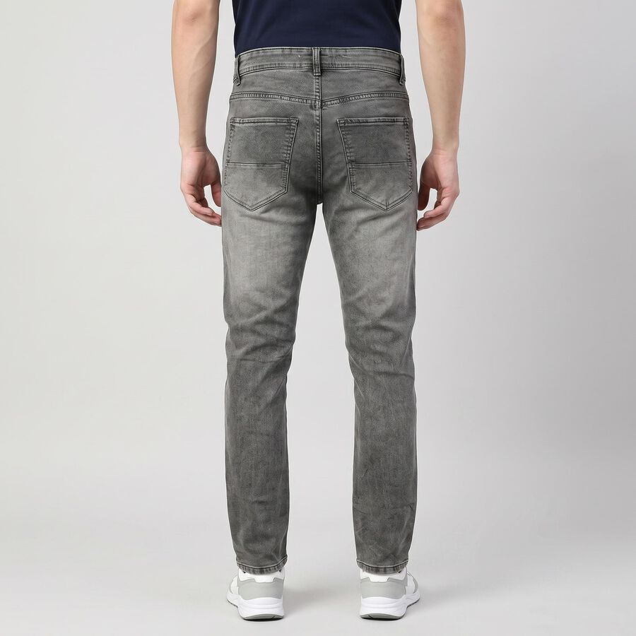 Men's Grey Slim Fit Faded Jeans, हल्का ग्रे, large