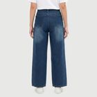 Women's Blue Wide Leg Fit Washed Jeans, Mid Blue, small