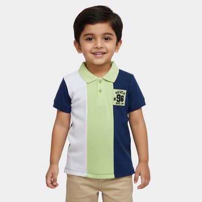 Boys Navy Blue Cotton Polo Collar Preppy T-Shirt