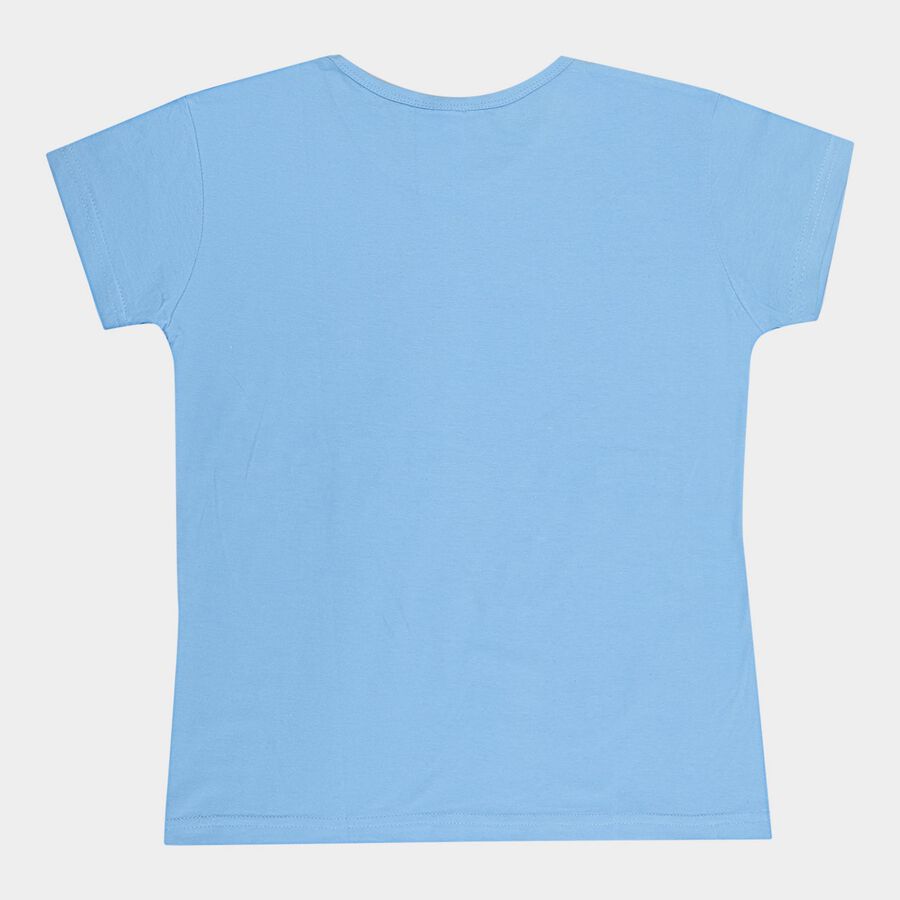 Girls Cotton T-Shirt, Mid Blue, large image number null