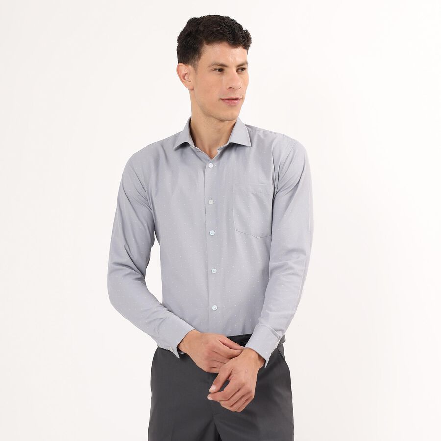 Men's Dark Grey Cut Away Collar Slim Fit Formal Shirt, Dark Grey, large image number null