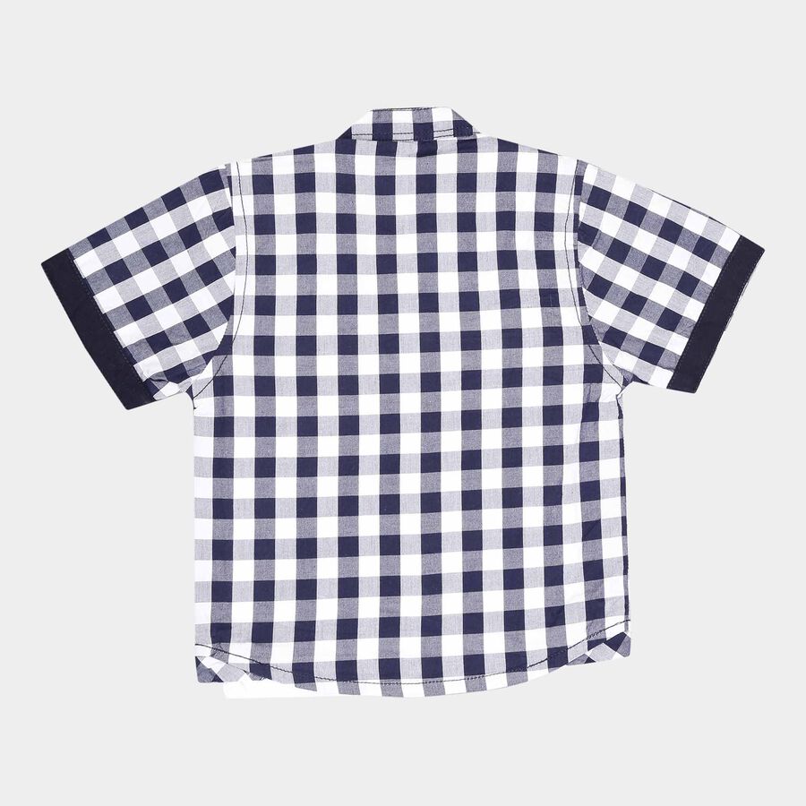 Infants Checks Shirt, Navy Blue, large image number null
