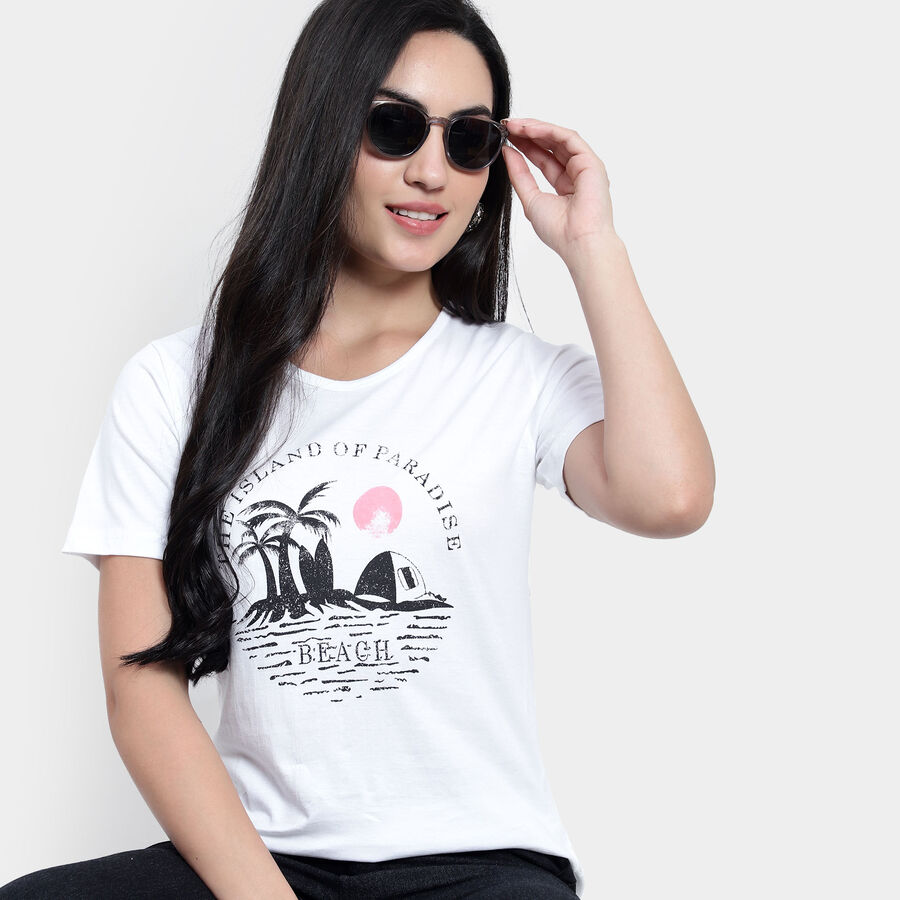 Round Neck T-Shirt, White, large image number null