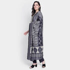 All Over Print 3/4th Sleeves Flared Kurta, Black, small image number null