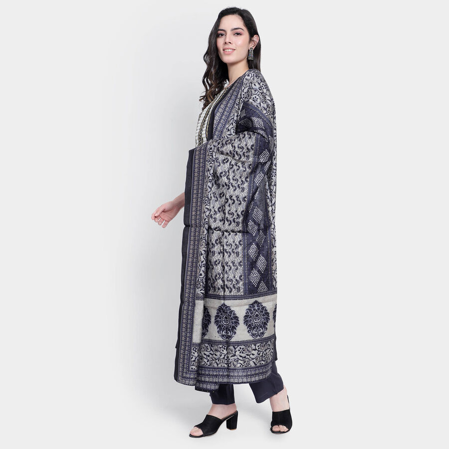 All Over Print 3/4th Sleeves Flared Kurta, Black, large image number null