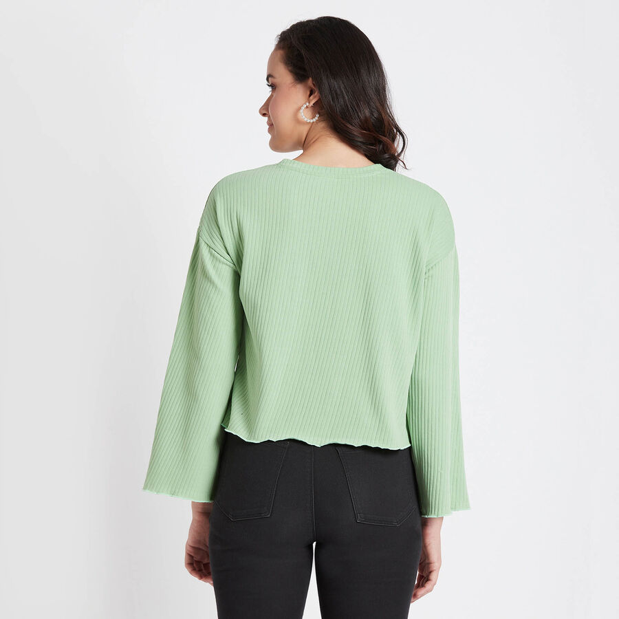 Solid Round Neck T-Shirt, Light Green, large image number null
