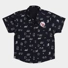 Infants' Deep Midnight Navy Blue Cotton Half Sleeve Classic Casual Shirt, Navy Blue, small
