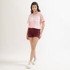 Women's Soft Pink Cotton Round Neck Crop T-Shirt, Pink, small image number null