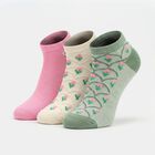 Women's Multi-Color Regular Fit Floral Pack of 3 Socks, Assorted, small