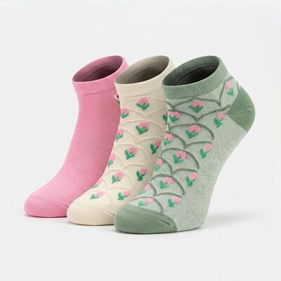 Women's Multi-Color Regular Fit Floral Pack of 3 Socks