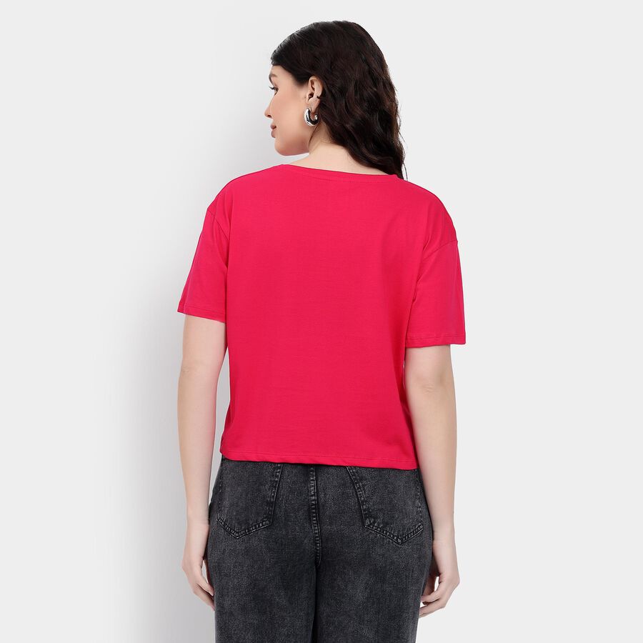 Ladies' 100% Cotton Crop  Top, गुलाबी, large