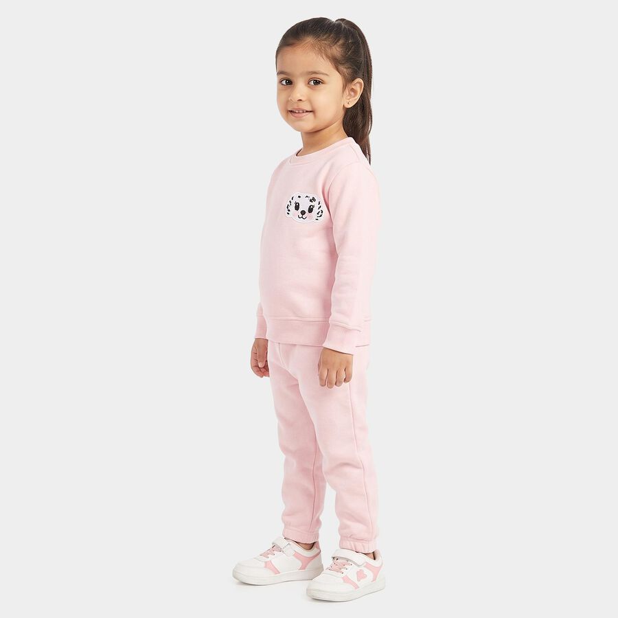 Girls Pink Round Neck Lounge Hipster Set, हल्का गुलाबी, large