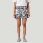 Women's Black Regular Fit Printed Shorts, काला, small