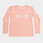 Girls Soft Peach Round Neck Casual Long Sleeve Top, पीच, small image number null