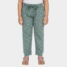 Girls Light Green Regular Fit Heart Printed Pyjama, Light Green, small