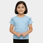 Girls Light Blue Cotton Round Neck Casual T-Shirt, Light Blue, small