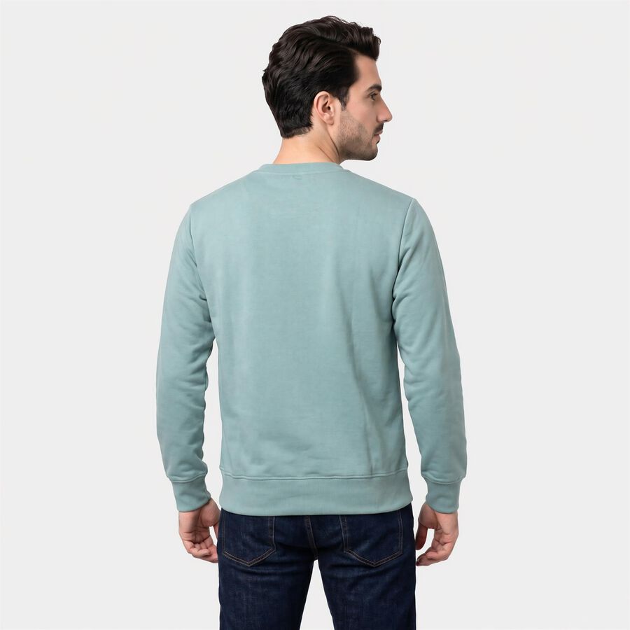 Men's Aqua Crew Neck Pullover Sweatshirt, Aqua, large