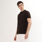 Men's Dark Brown Polo Neck Casual T-Shirt, खाकी, small