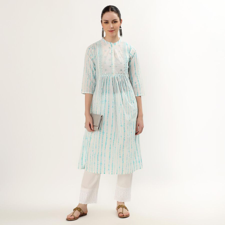Ladies' 100% Cotton Kurta, Light Blue, large image number null
