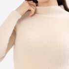 Women's Soft Beige High Neck Slim Fit Pullover, गहरा पीला, small image number null