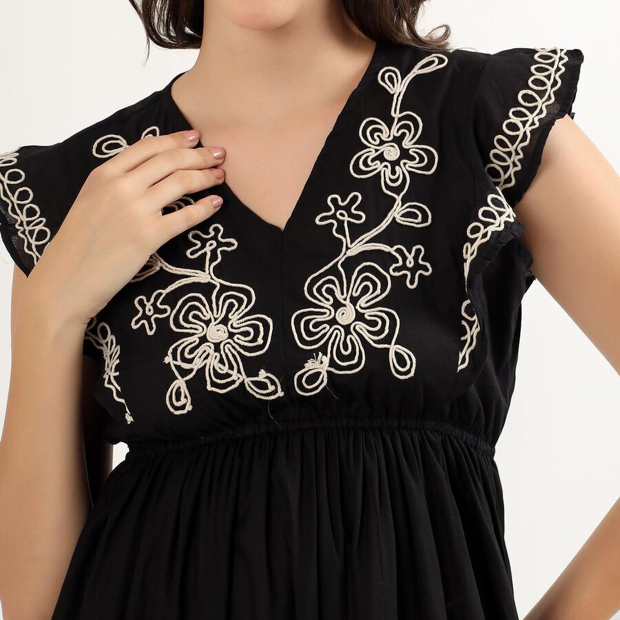 Ladies' 100% Cotton Dress, Black, large image number null