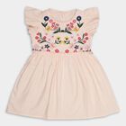 Girls' 100% Cotton Frock, हल्का गुलाबी, small