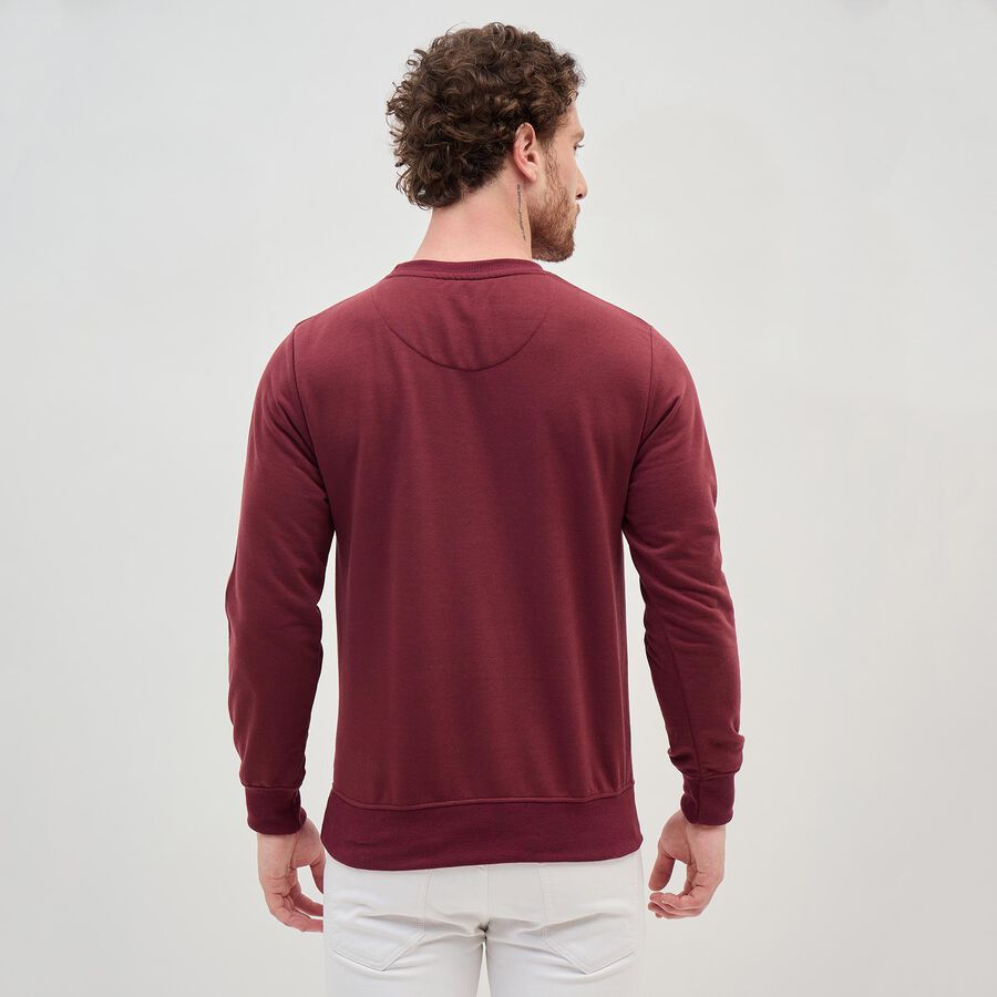 Men's Rich Maroon Crew Neck Casual Sweatshirt, मरून, large image number null