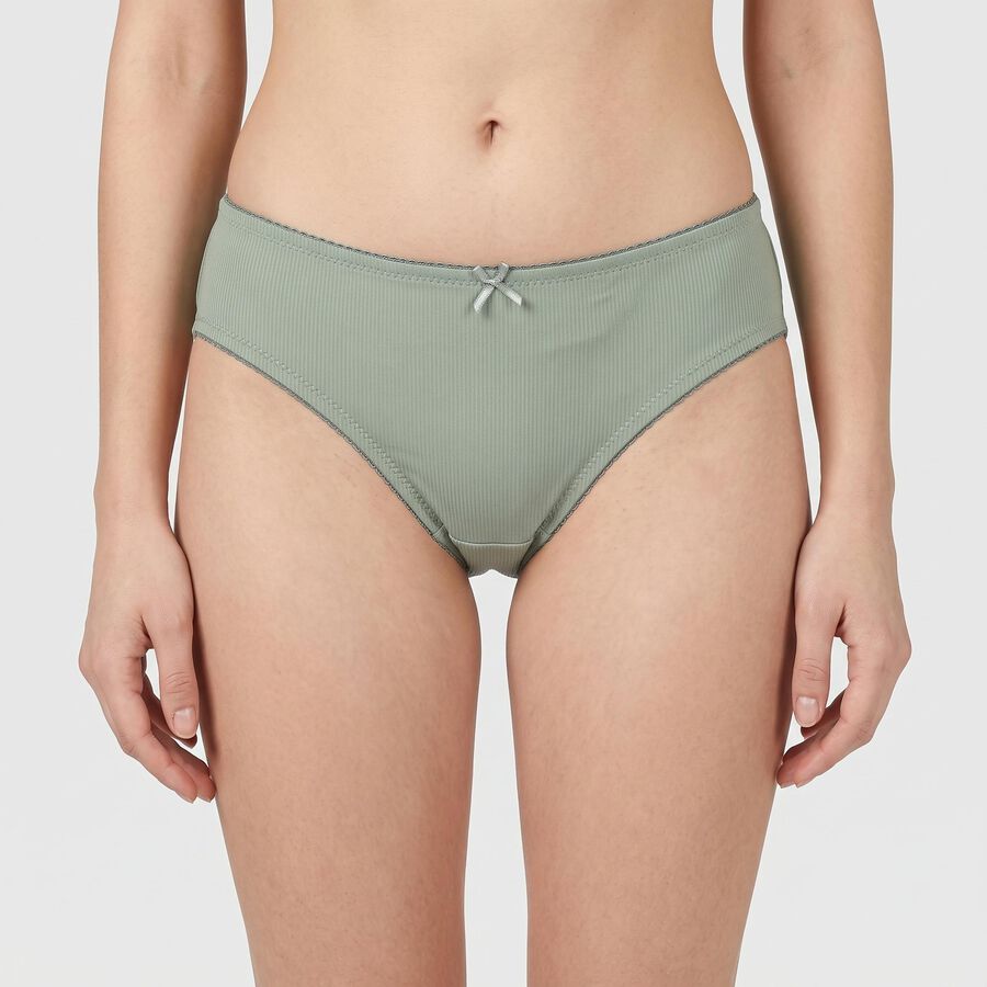 Women's Sage Green Regular Fit Ribbed Brief Panty, हल्का हरा, large