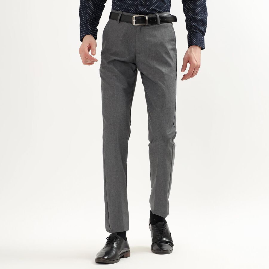 Men's Slim Fit Formal Trousers, हल्का ग्रे, large image number null