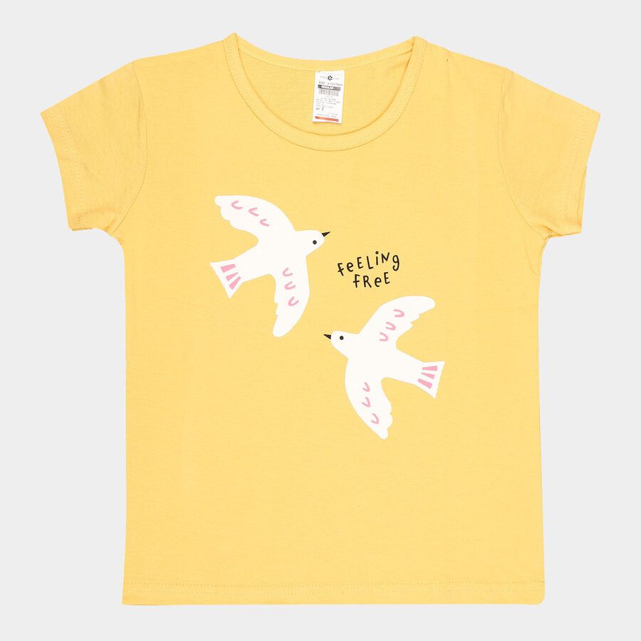 Girls Cotton T-Shirt, Yellow, large image number null