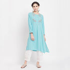 3/4Th Sleeves Straight Kurta, Mid Blue, small image number null