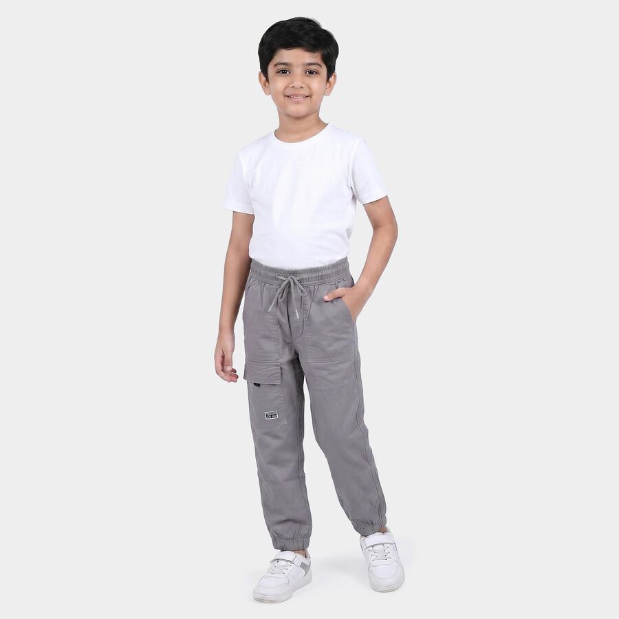 Boys Grey Regular Fit Cargo Trousers, Light Grey, large
