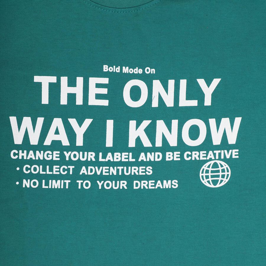 Boys' Half Sleeves T-Shirt, Dark Green, large image number null