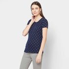 Printed Round Neck T-Shirt, Navy Blue, small image number null