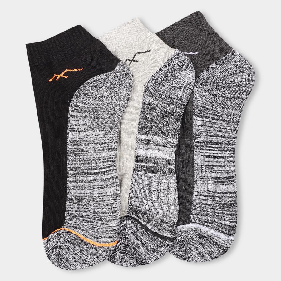 Men's Socks (Pack of 3), Melange Light Grey, large image number null