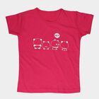 Girls Fuchsia Cotton Blend Round Neck Casual T-Shirt, Fuchsia, small