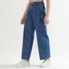 Ladies' 100% Cotton Denim Jeans, मध्यम नीला, small image number null