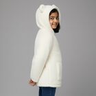 Girls' White Hooded Casual Jacket, Off White, small image number null