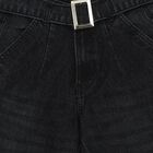 Girls Black Wide Leg Belted Jeans, Black, small