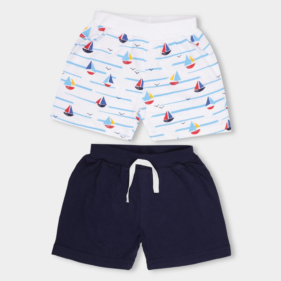 Infants' 100% Cotton Half Pant, Navy Blue, large image number null