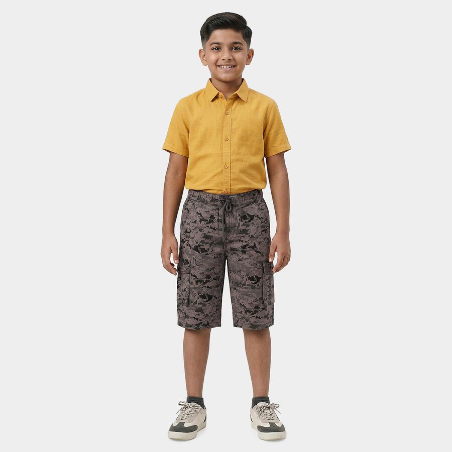 Boys' Black Relaxed Fit Cotton Jamaican Shorts, Black, large