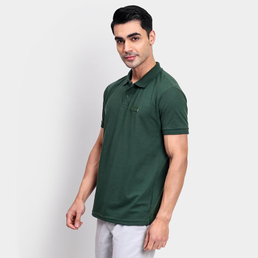 Men's Collared Half Sleeves T-Shirt, Dark Green, large image number null