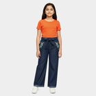 Girls' Jeans, मध्यम नीला, small