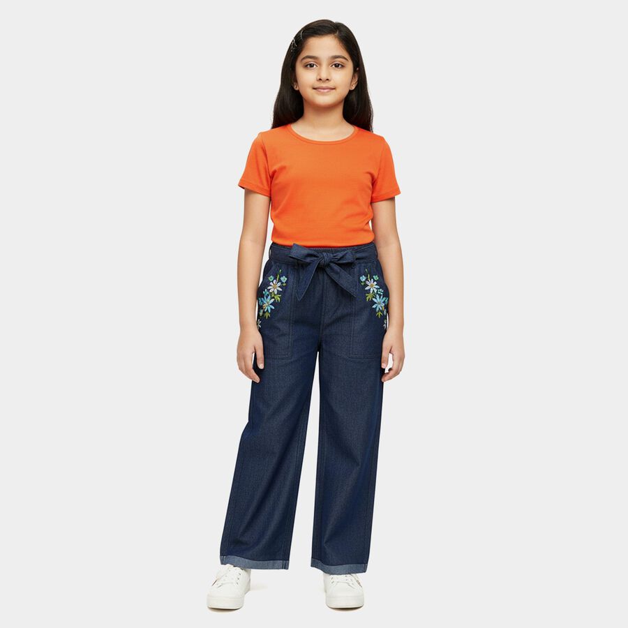 Girls' Jeans, मध्यम नीला, large