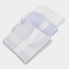 Men's White and Light Blue Checked Pack of 3 Handkerchief, Light Blue, small