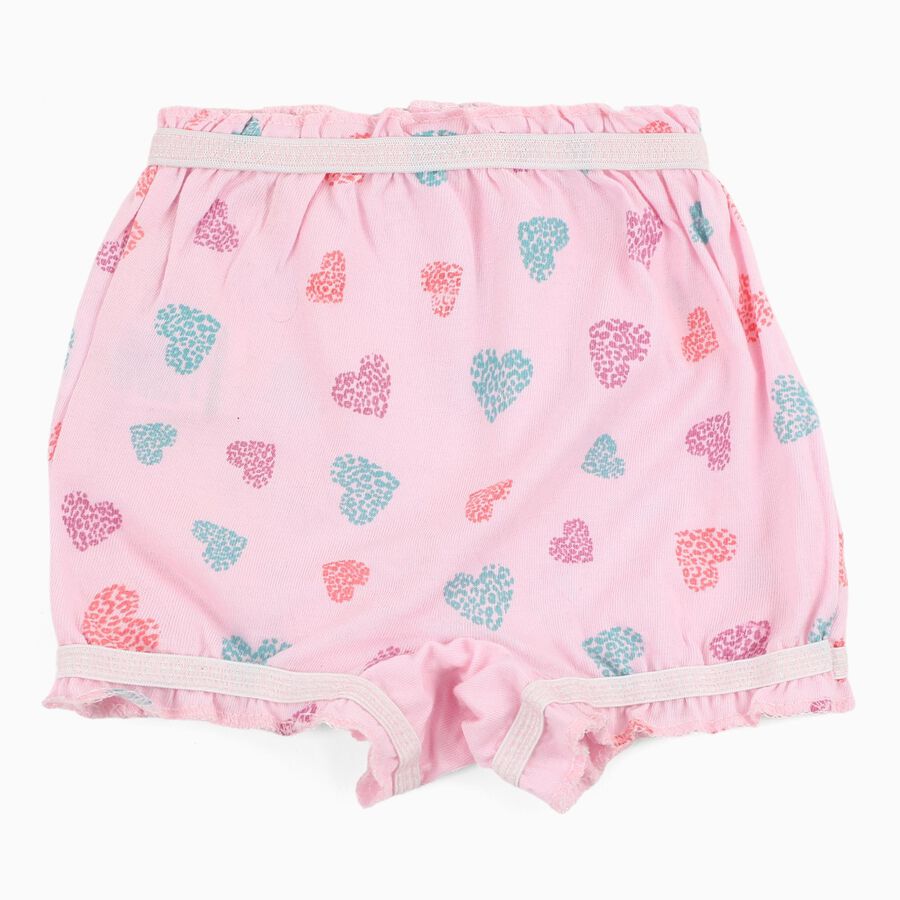 Baby Girls' Light Pink Relaxed Fit Heart Print Ruffle Bloomers, हल्का गुलाबी, large image number null