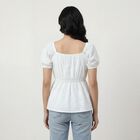 Women's Off-White Round Neck Minimalist Top, ऑफ व्हाइट, small