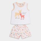 Infant Girls' 100% Cotton Short Set, Off White, small image number null