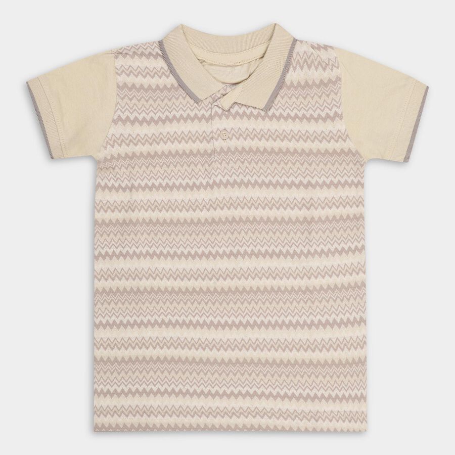 Boys' 100% Cotton Half Sleeves T-Shirt, Beige, large image number null