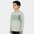 Boys Light Sage Green Cotton Round Neck Casual T-Shirt, हल्का हरा, small image number null